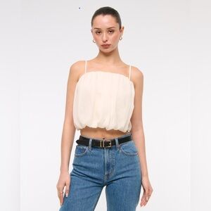 Abercrombie & Fitch Cream Bubble hem top